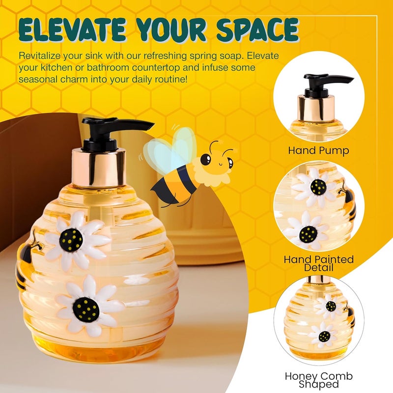 simple pleasures Beehive Sweet Honey Lemon Scented Liquid Hand Soap Dispenser - Plastic Novelty Decorative Refillable Hand Pump for Kitchen Countertops and Bathroom Sinks - Image 4